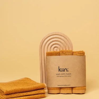 Kiin Baby Wash Cloth 3 Pack, Caramel